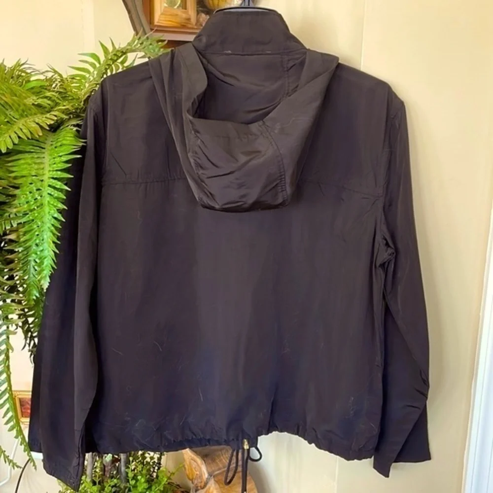 Brand New Michael Kors Black Zippered Lightweight Windbreaker Hooded Jacket